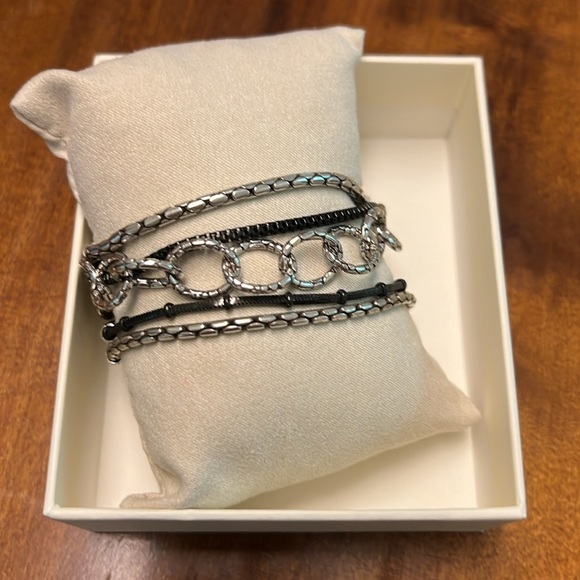 Brighton 5 strand bracelet. Silver toned with black accents. - Picture 2 of 7